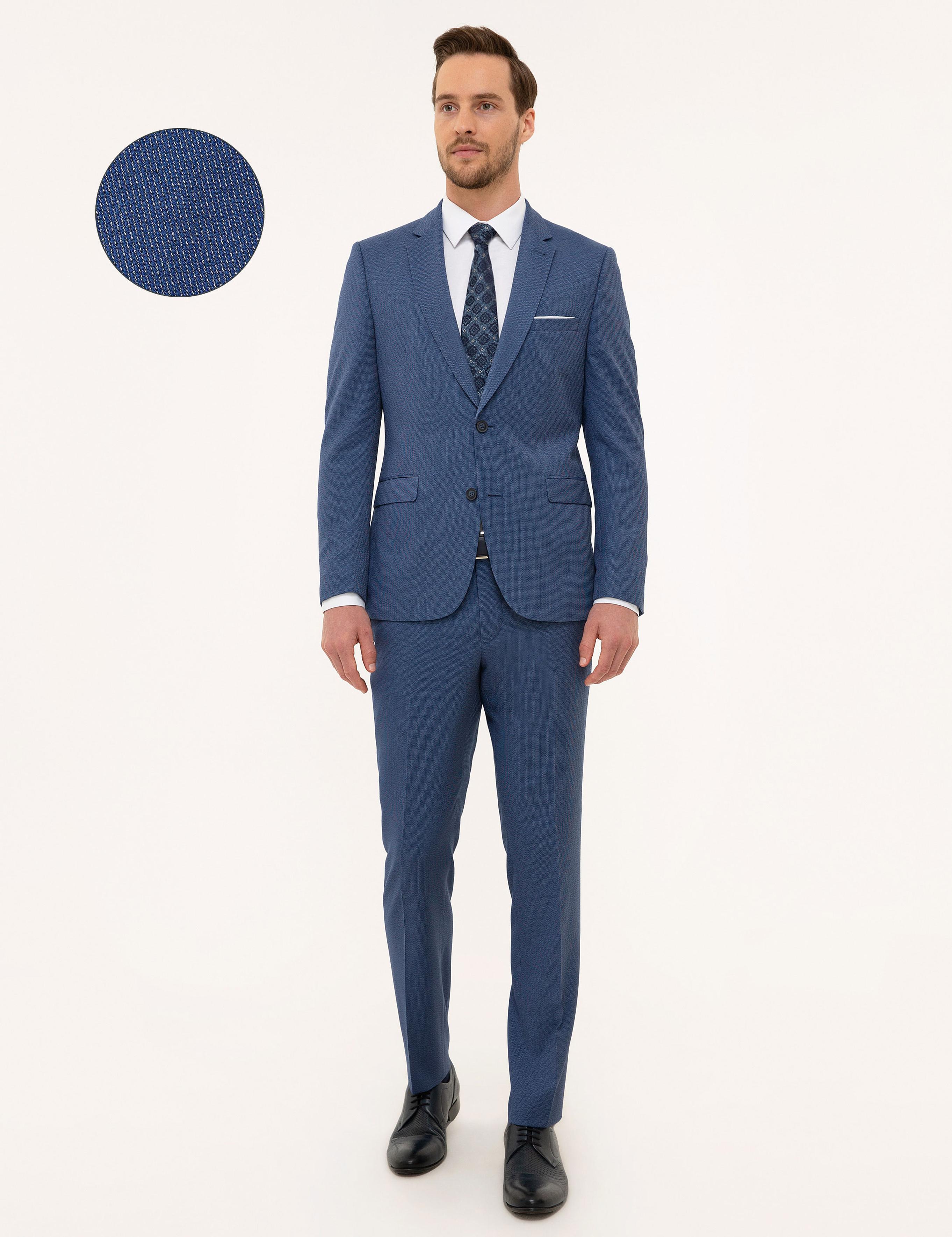 Mavi Slim Fit Takım Elbise