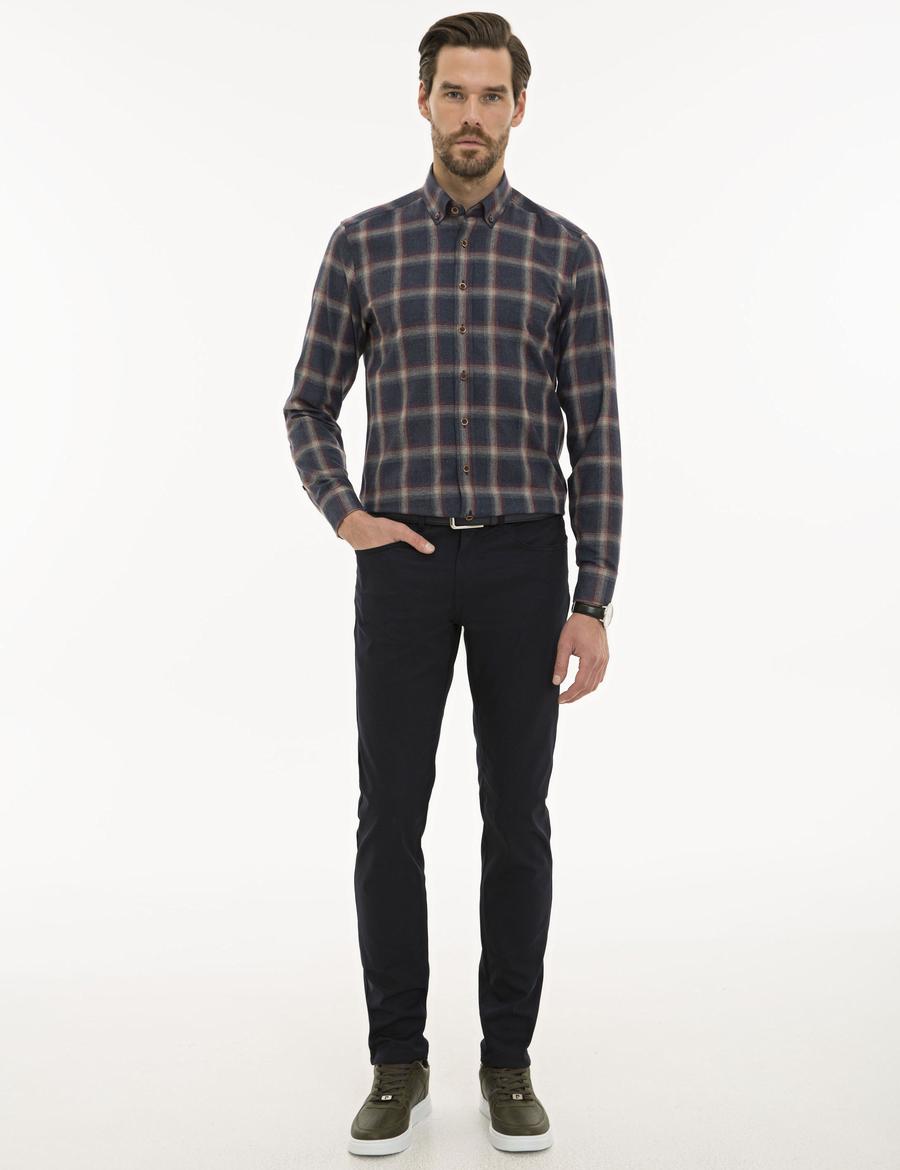 Lacivert Slim Fit Chino Pantolon