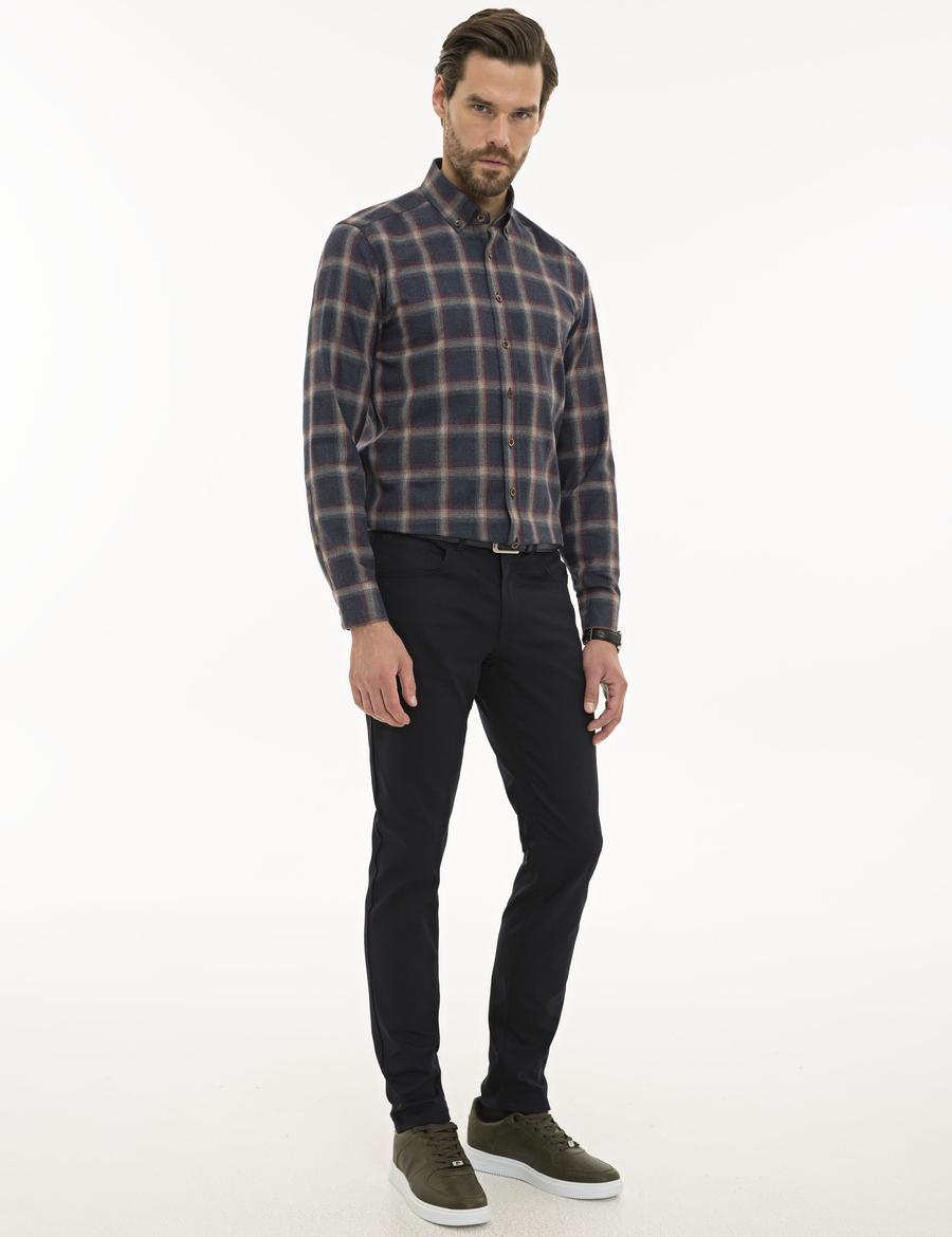 Lacivert Slim Fit Chino Pantolon