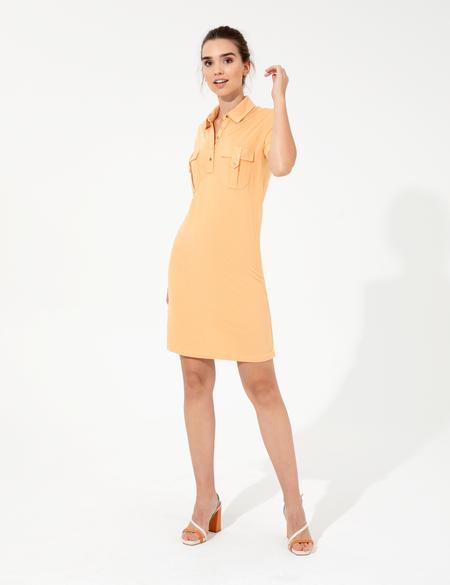 Turuncu Polo Yaka Elbise - 50250964018