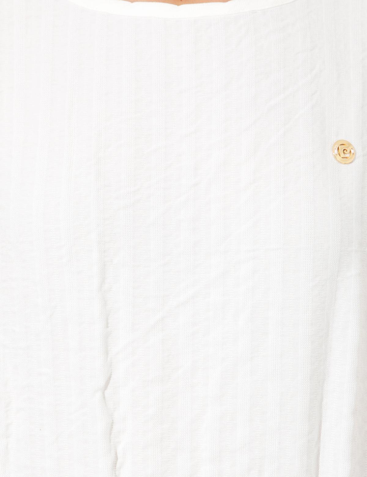 Beyaz Crop Top Kısa Kollu Bluz - 50252493004