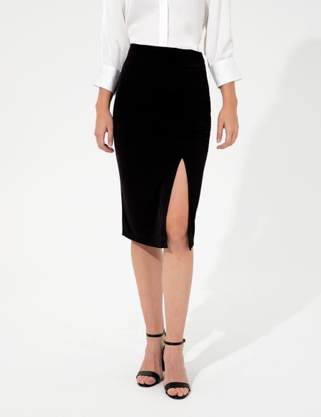 Siyah Yırtmaç Detaylı Etek - 50246275044