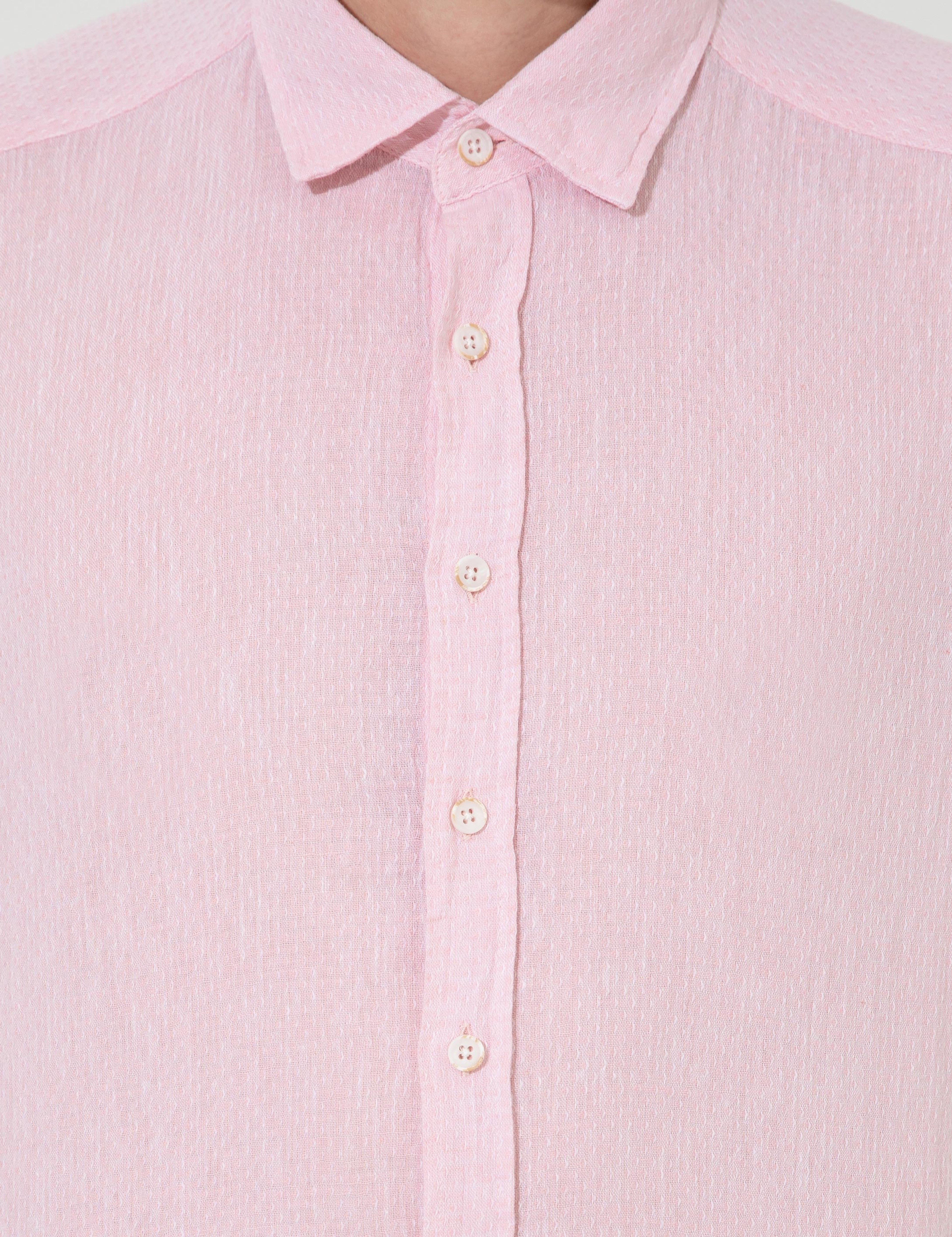 Pembe Regular Fit Uzun Kollu Gömlek - Image 6