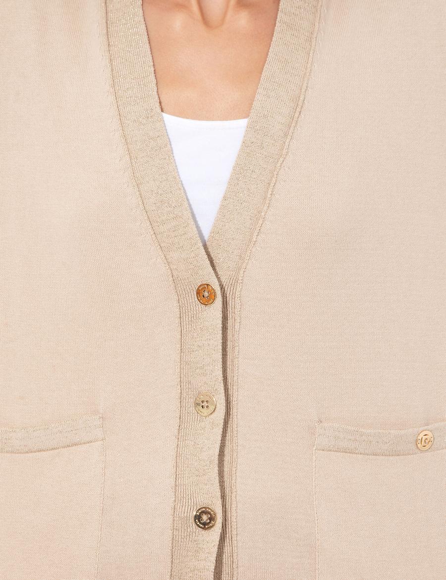 Bej Regular Fit Triko Hırka