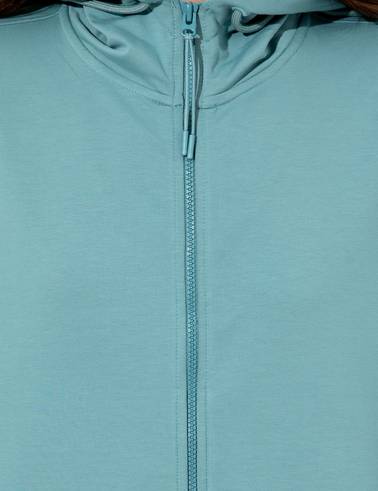 Mint Crop Top Fermuarlı Sweatshirt