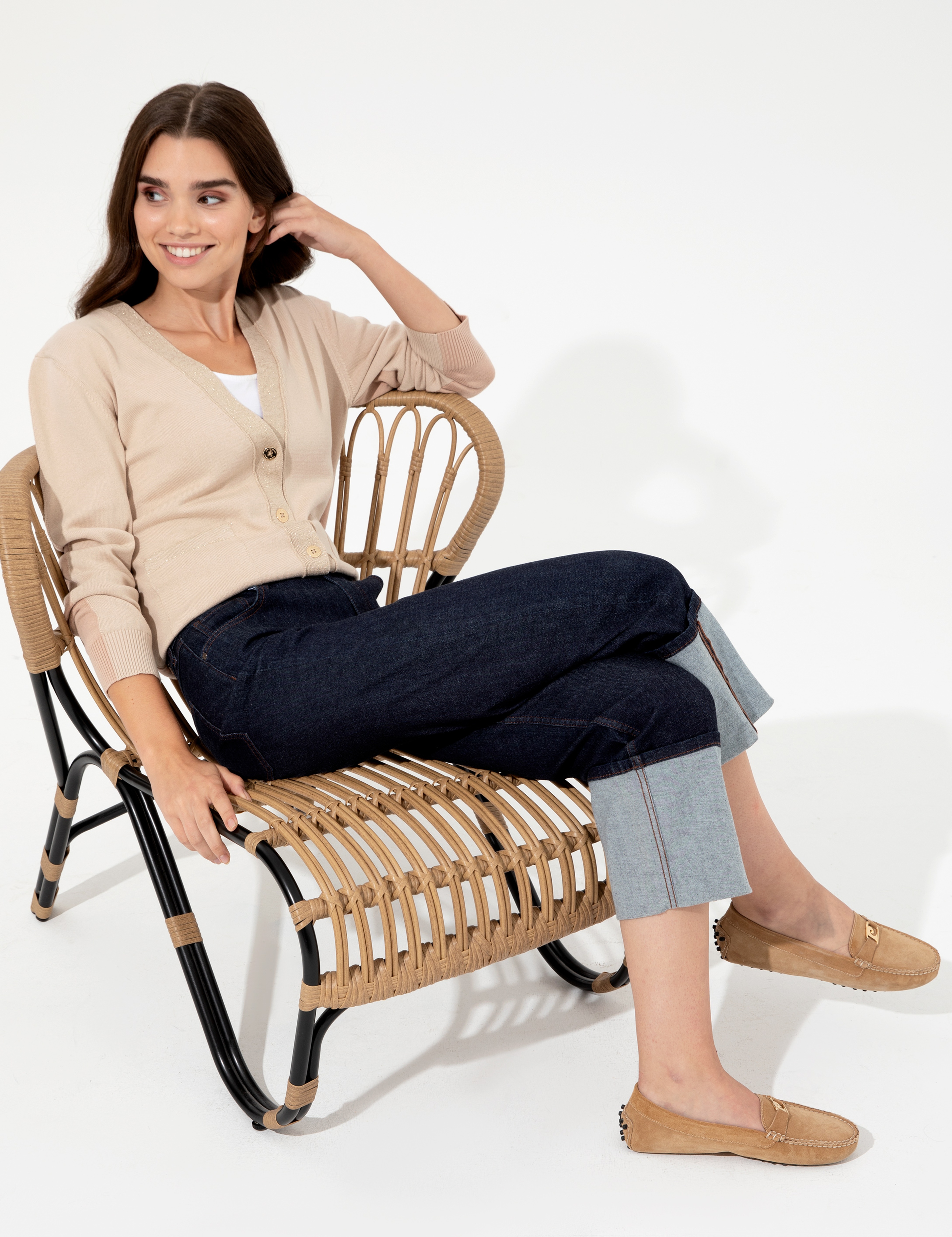 Bej Regular Fit Triko Hırka - Image 2