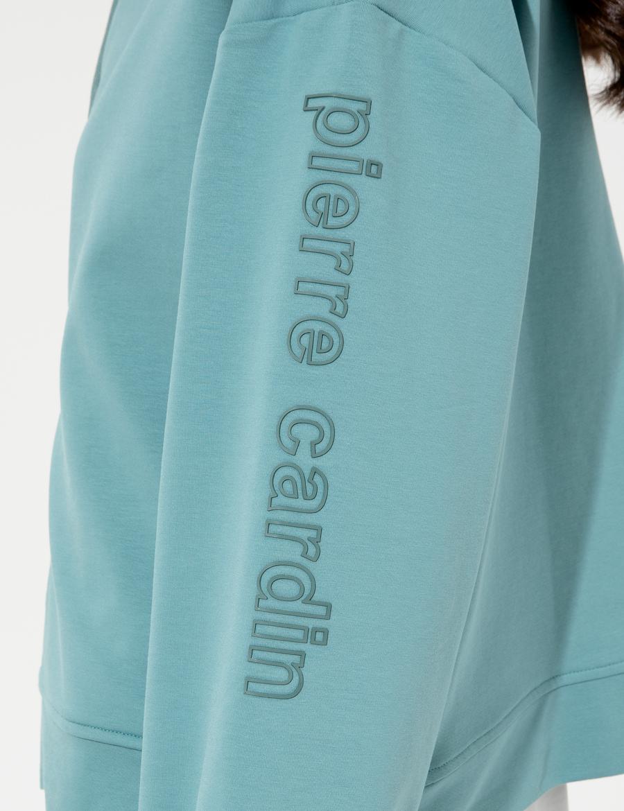 Mint Crop Top Fermuarlı Sweatshirt