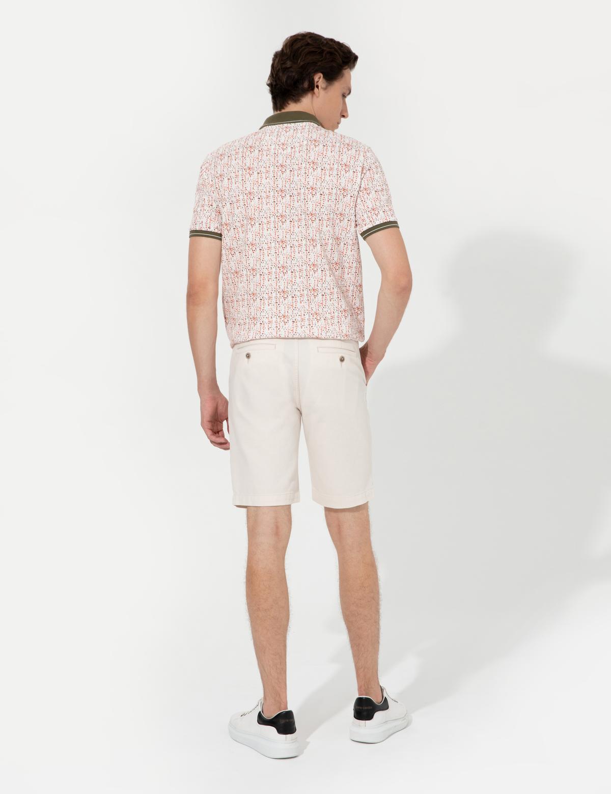 Ekru Slim Fit Bermuda Şort - 50258677022