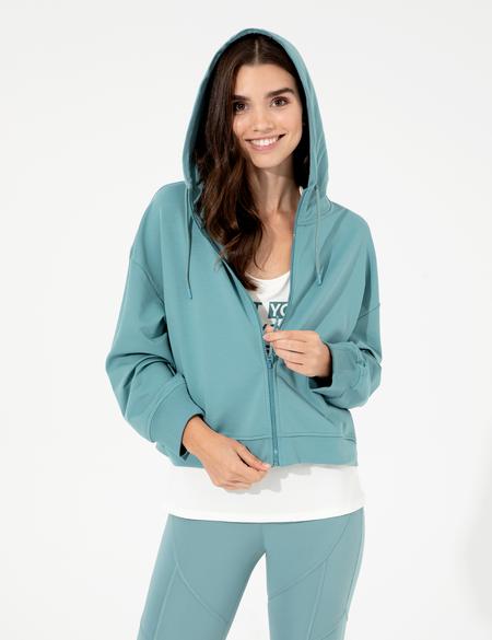 Mint Crop Top Fermuarlı Sweatshirt - 50247426009