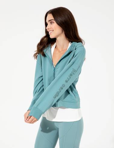 Mint Crop Top Fermuarlı Sweatshirt