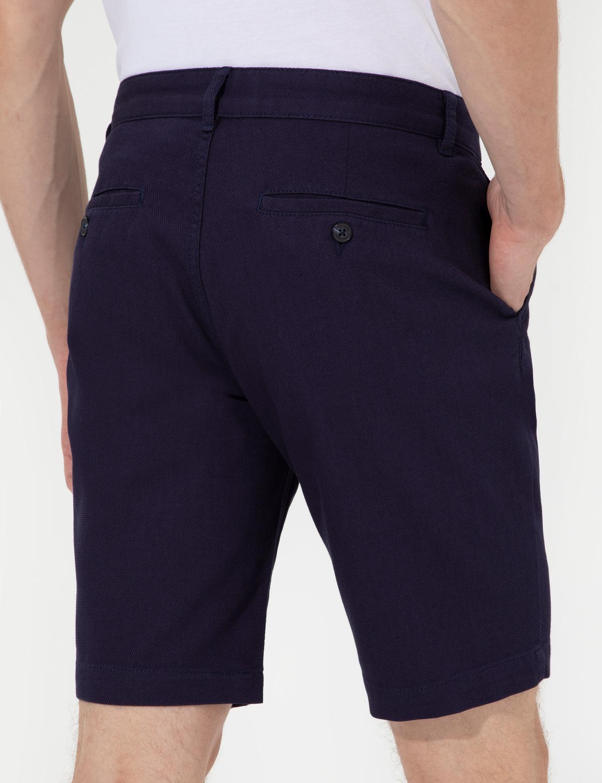 Lacivert Slim Fit Bermuda Şort - 50258677002