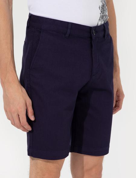 Lacivert Slim Fit Bermuda Şort - 50258677002