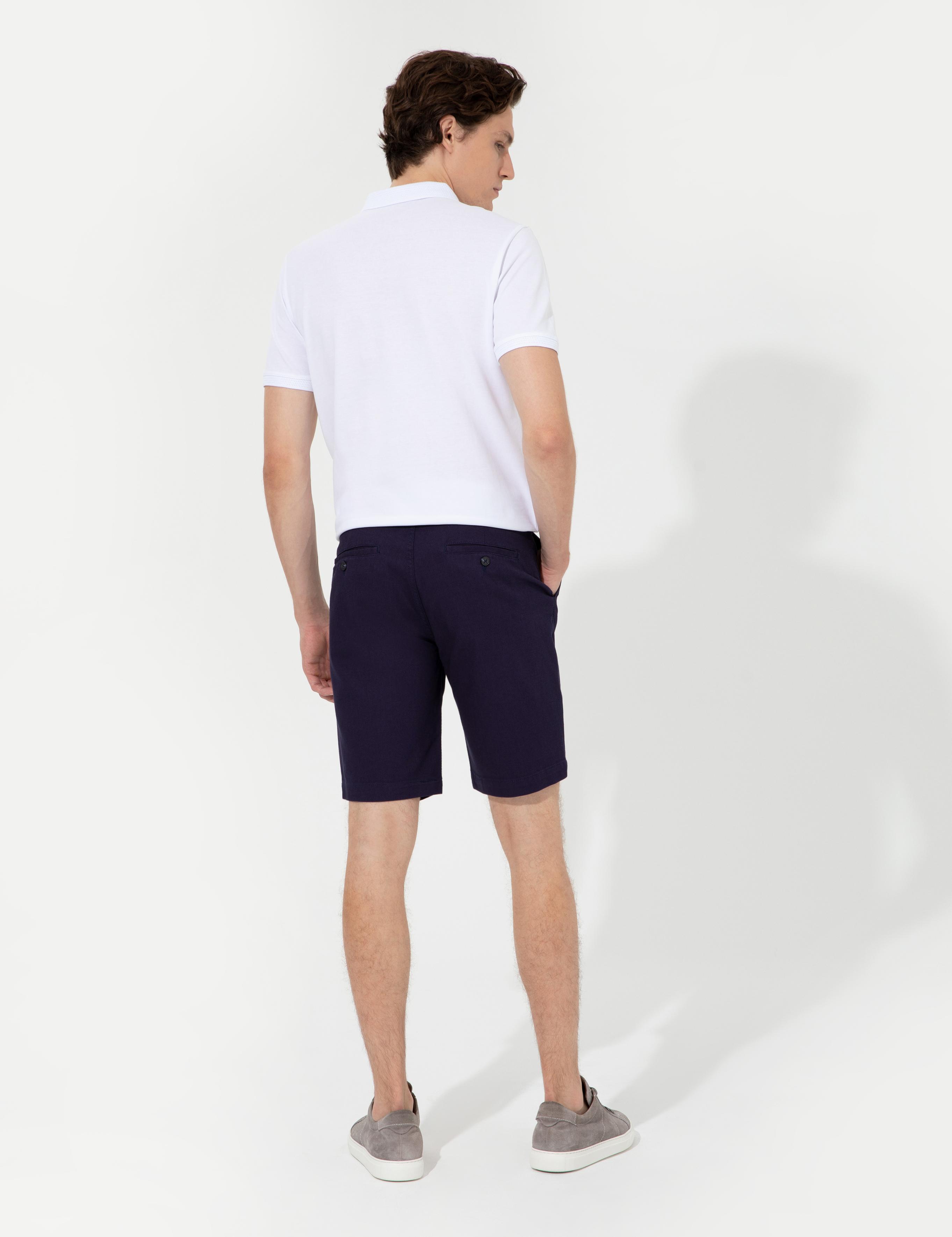 Lacivert Slim Fit Bermuda Şort