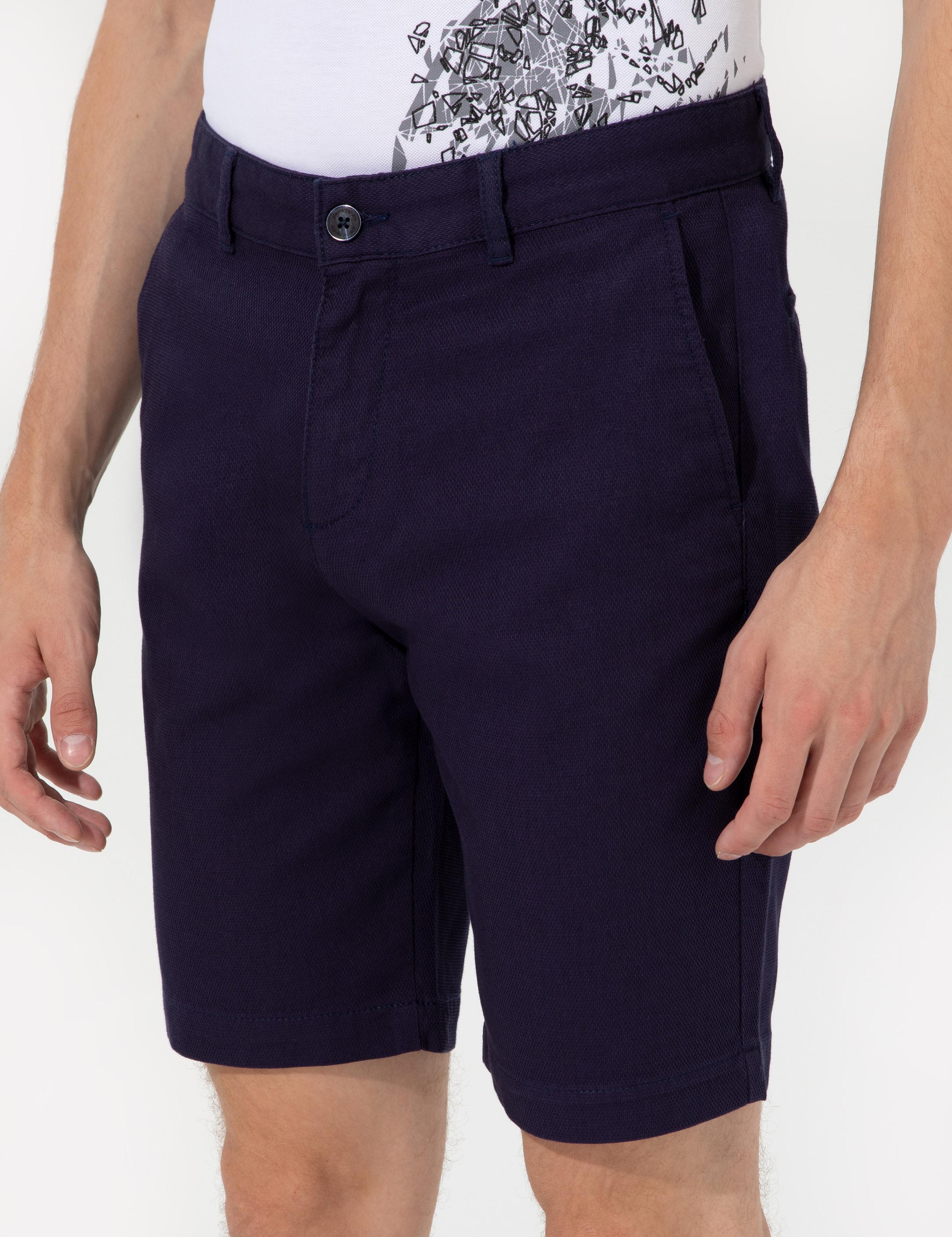 Lacivert Slim Fit Bermuda Şort
