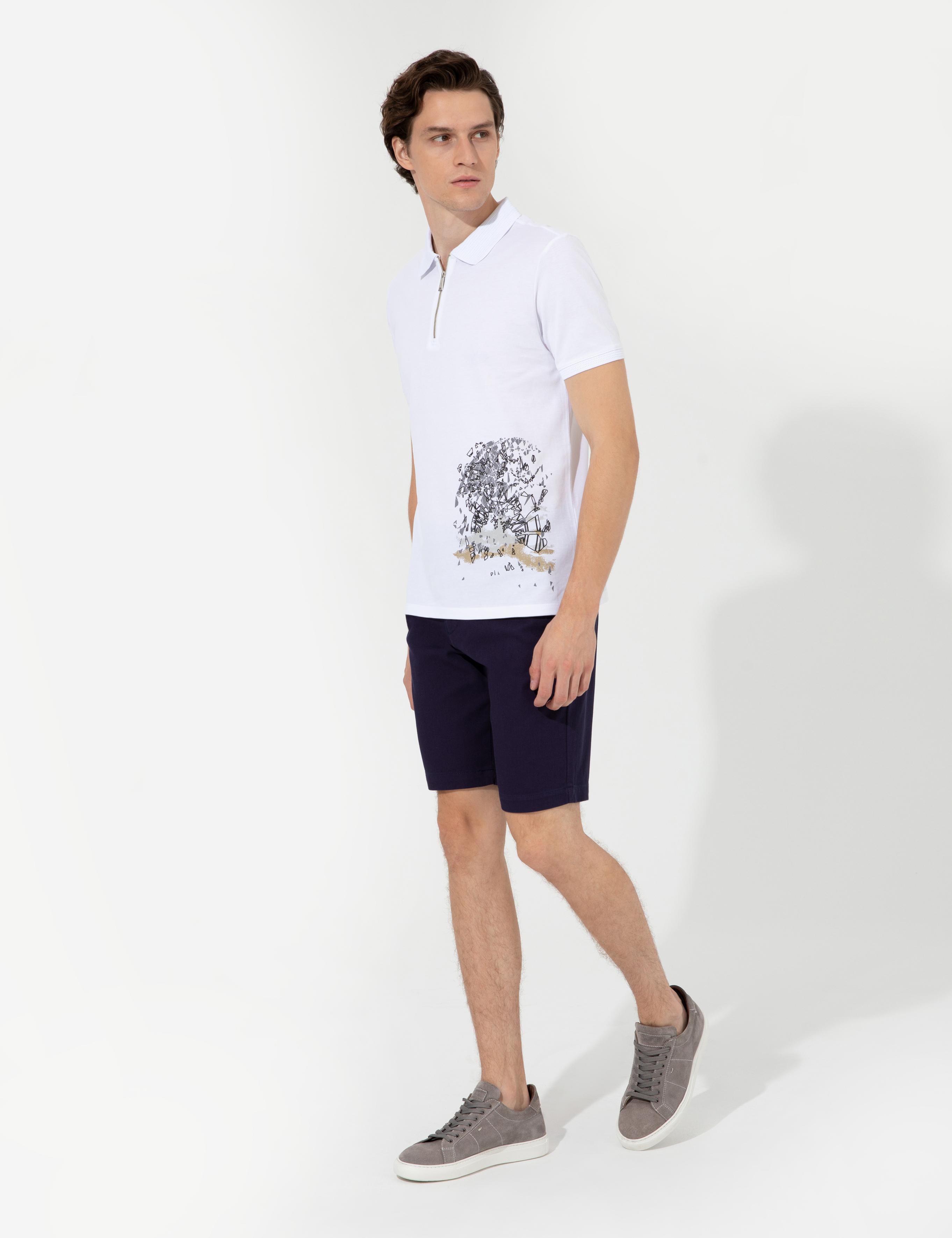 Lacivert Slim Fit Bermuda Şort