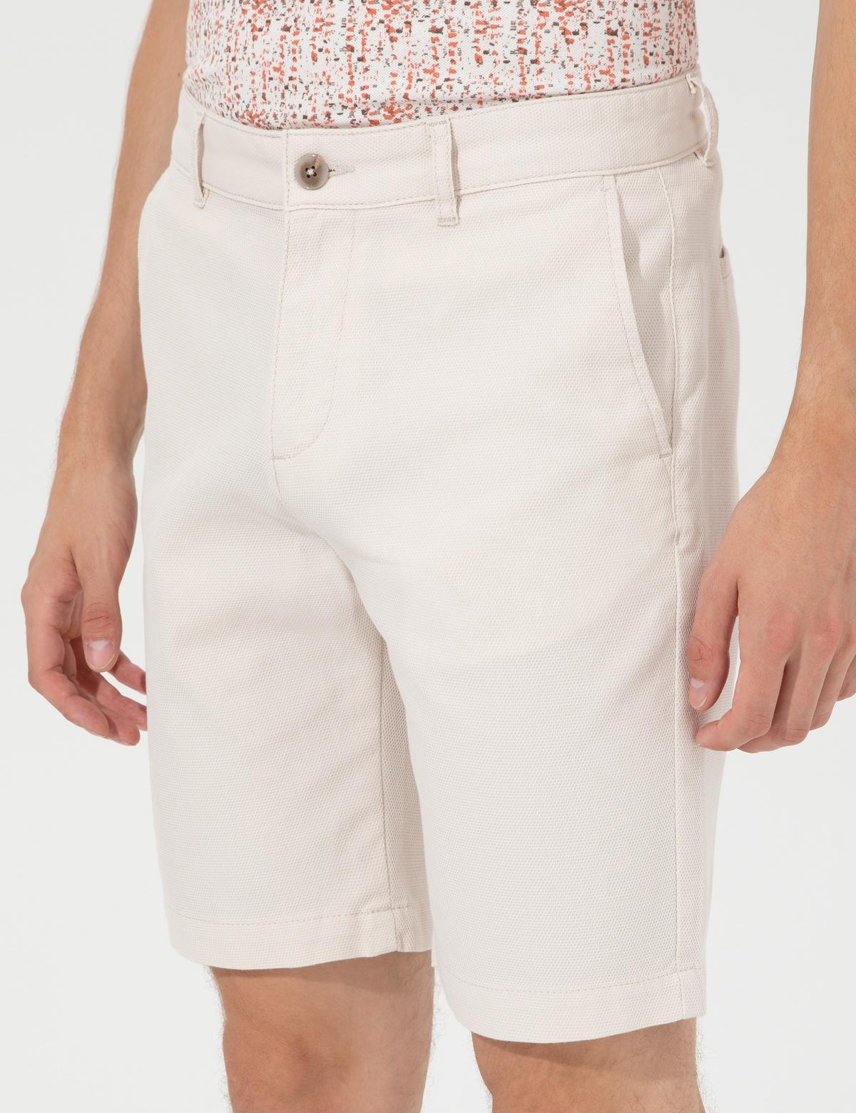 Ekru Slim Fit Bermuda Şort - 50258677022