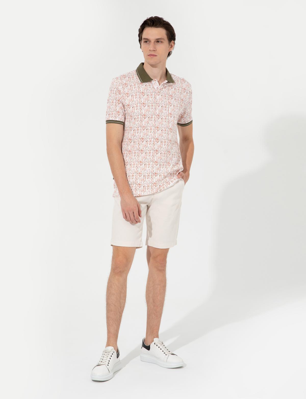 Ekru Slim Fit Bermuda Şort - 50258677022