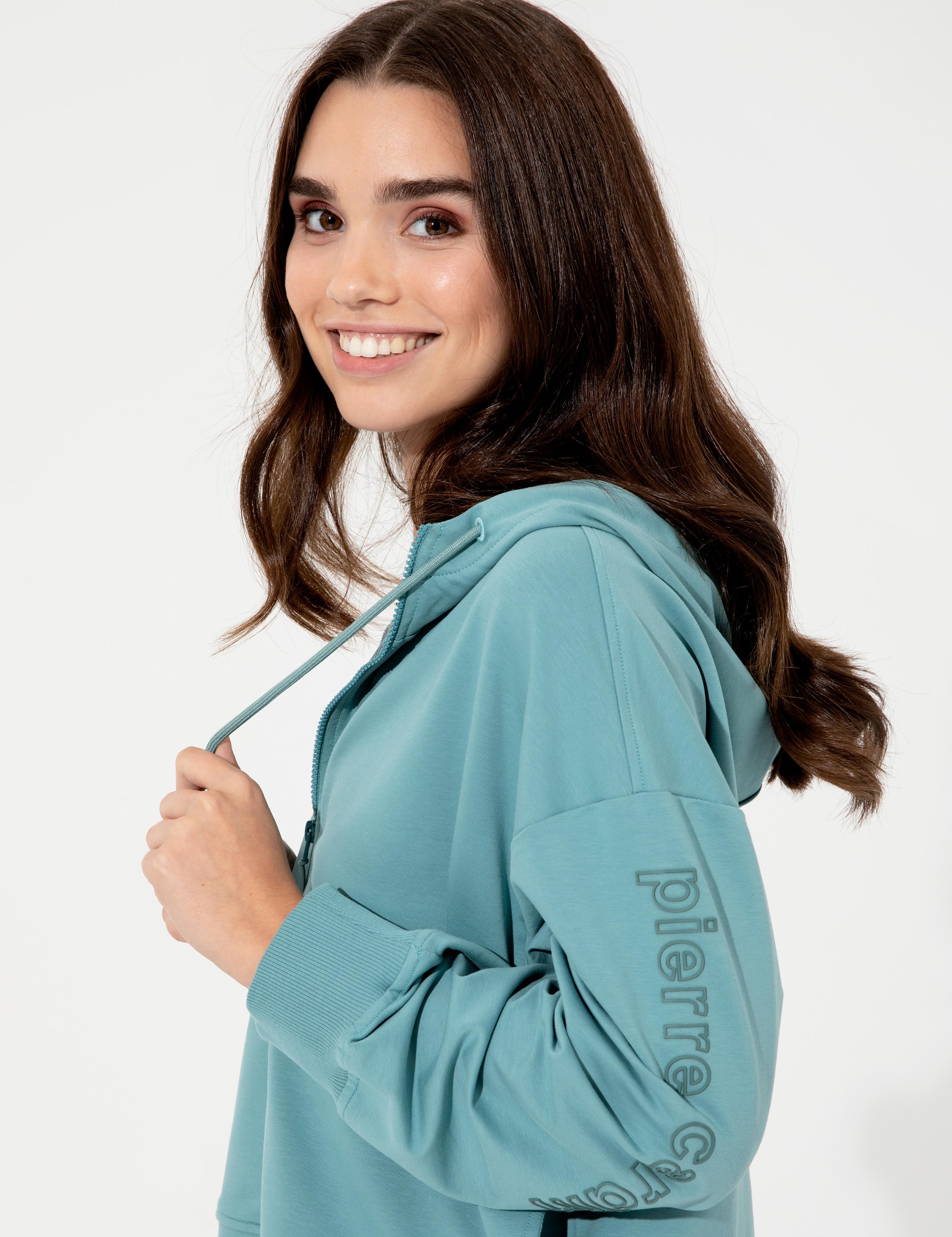 Mint Crop Top Fermuarlı Sweatshirt