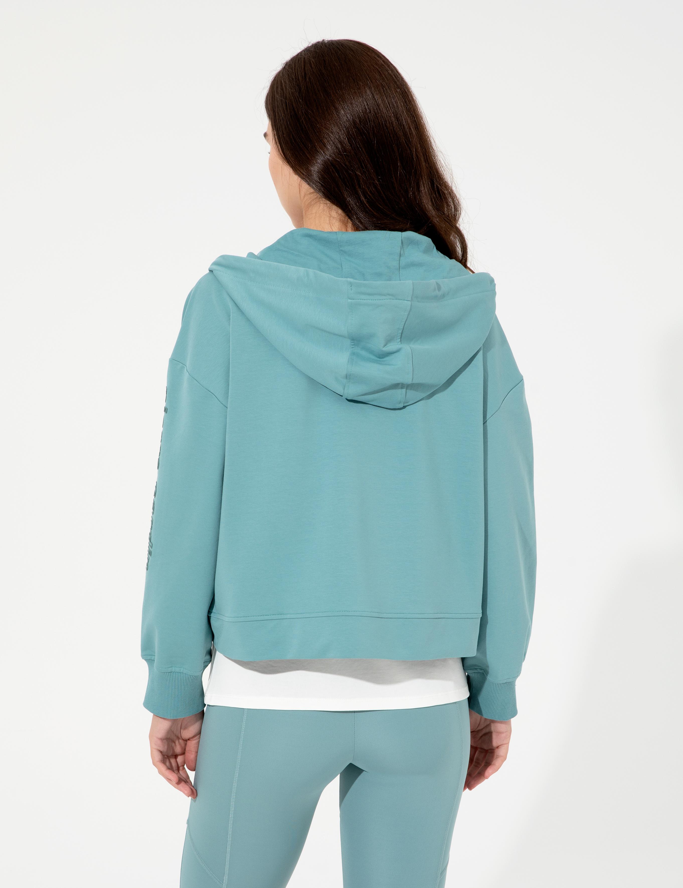 Mint Crop Top Fermuarlı Sweatshirt