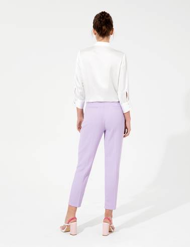 Lila Cropped Kumaş Pantolon