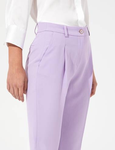Lila Cropped Kumaş Pantolon