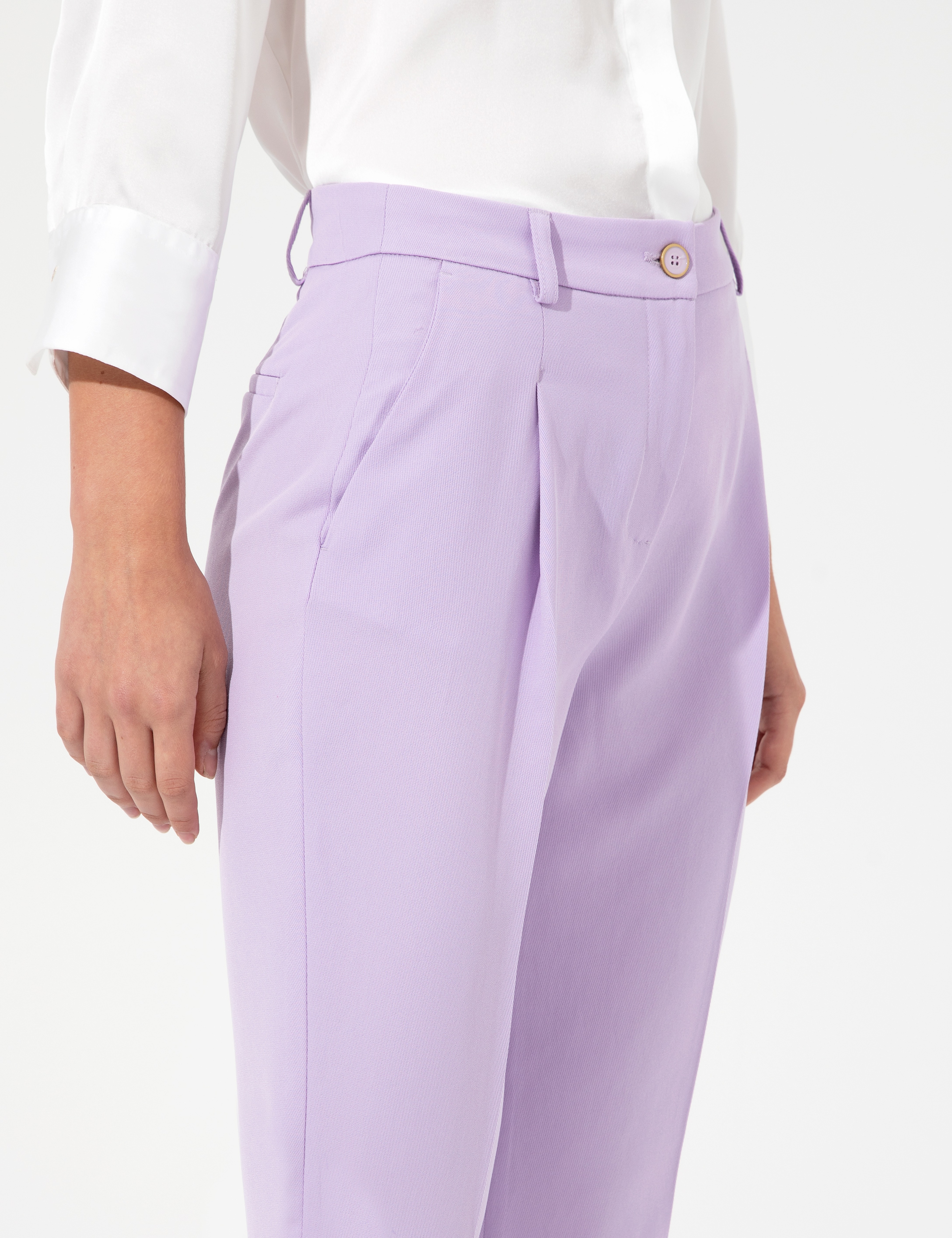 Lila Cropped Kumaş Pantolon