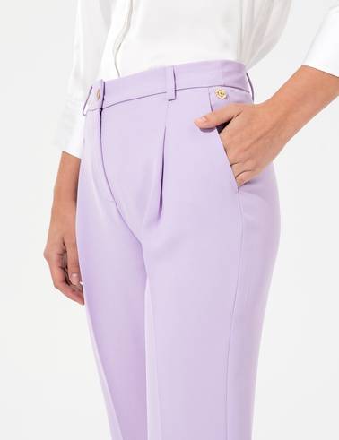 Lila Cropped Kumaş Pantolon