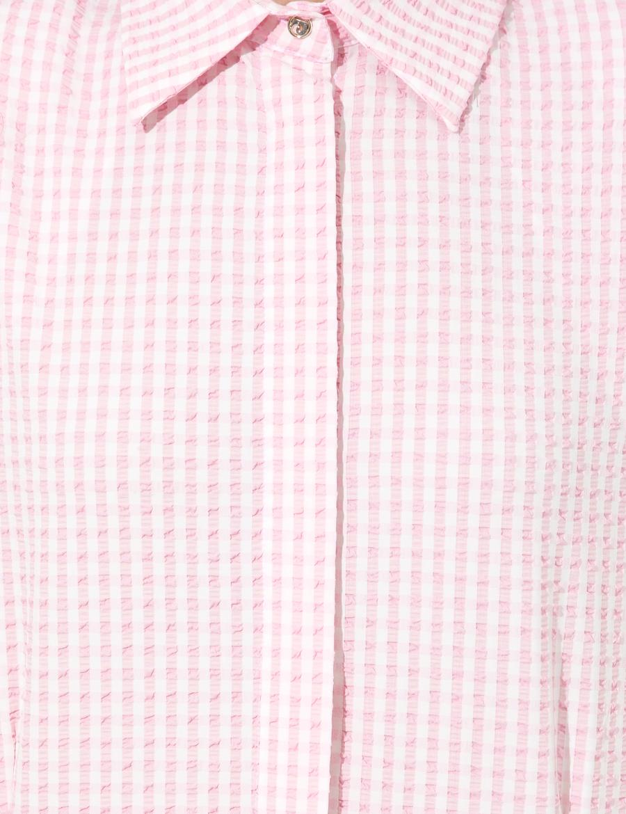 Lila  Crop Top Kolsuz Gömlek