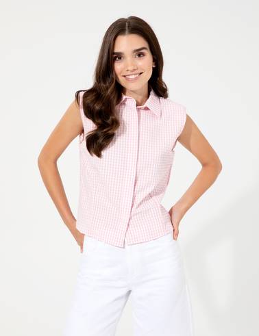 Lila  Crop Top Kolsuz Gömlek