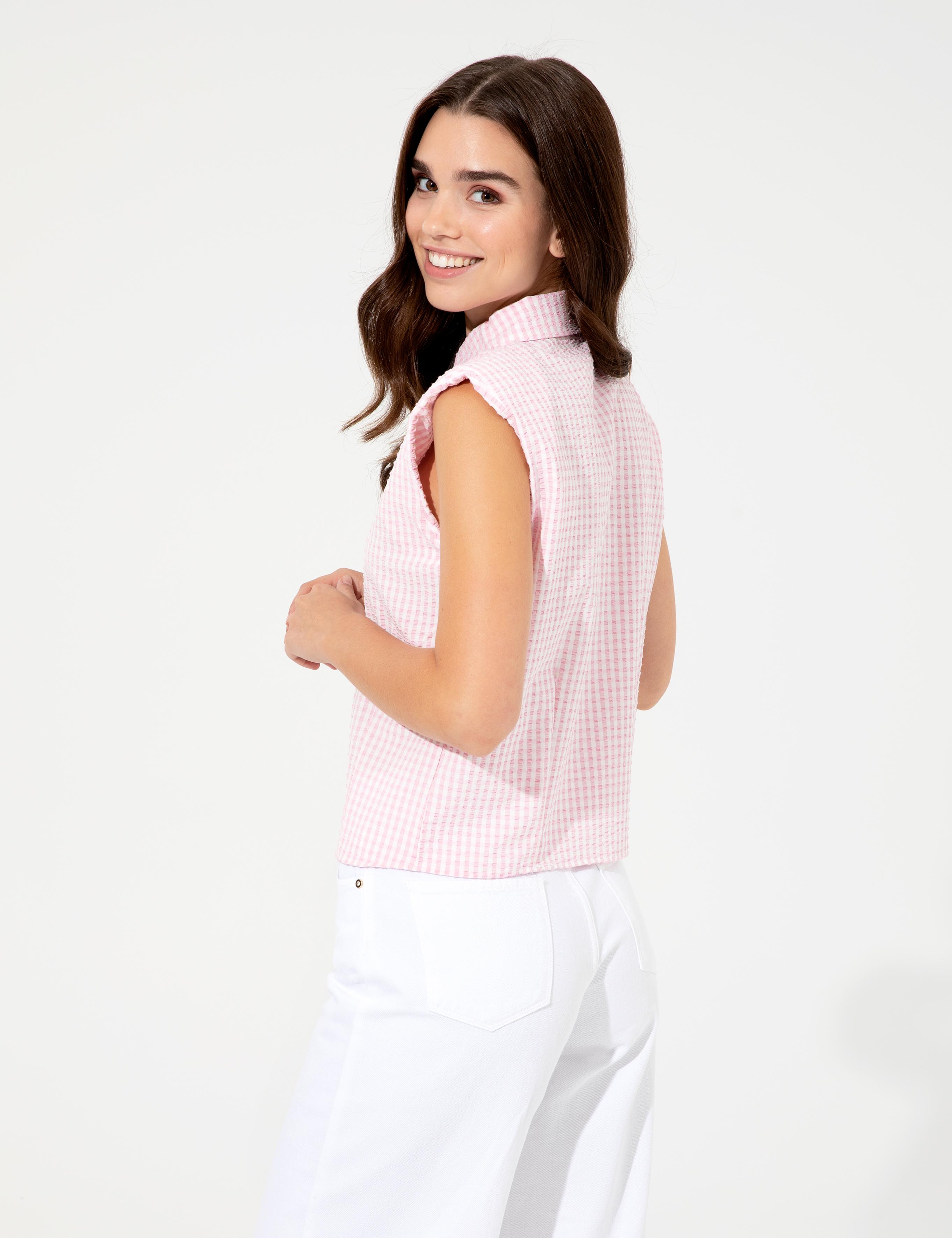 Lila  Crop Top Kolsuz Gömlek