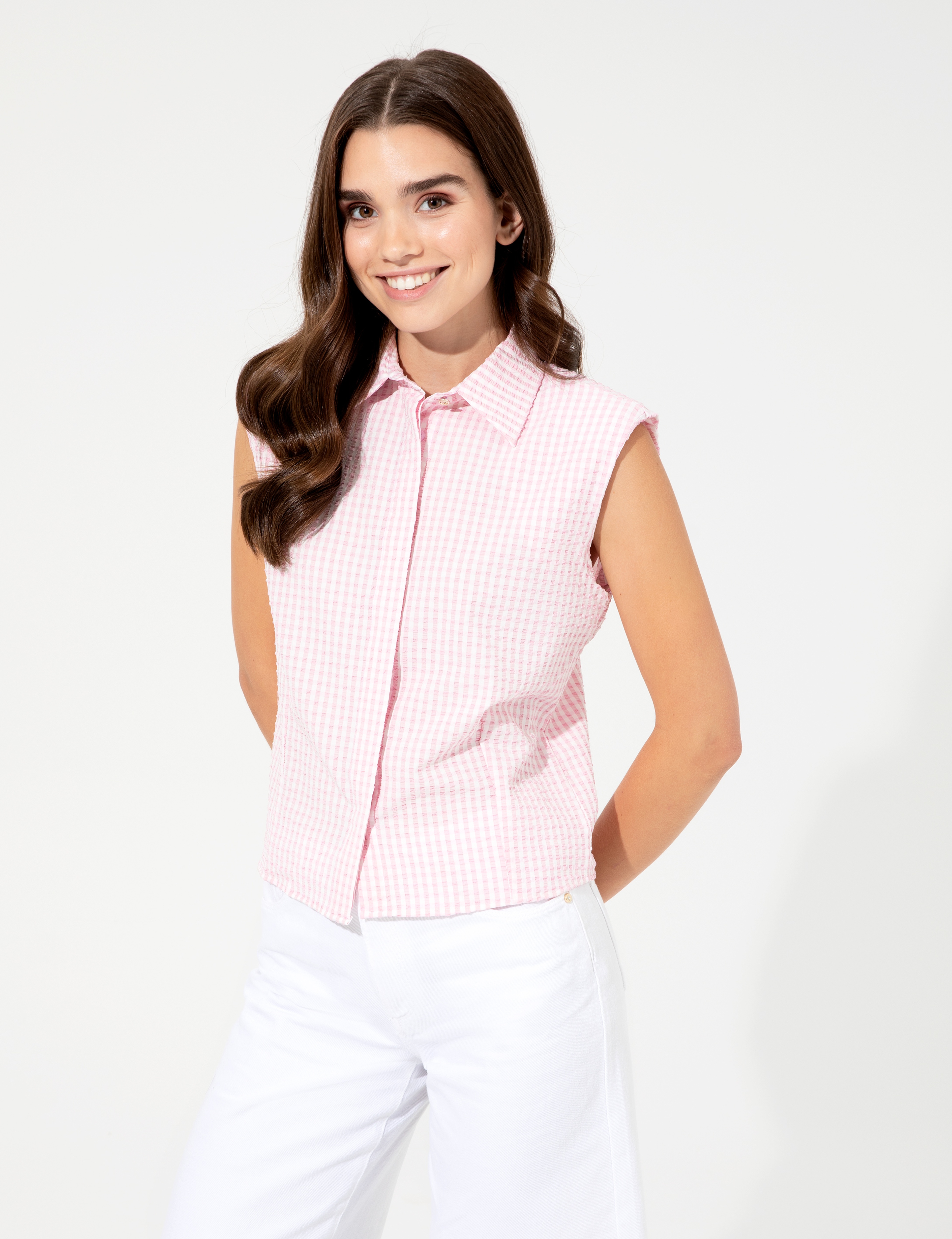 Lila  Crop Top Kolsuz Gömlek