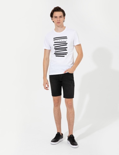 Antrasit Slim Fit Jean Şort