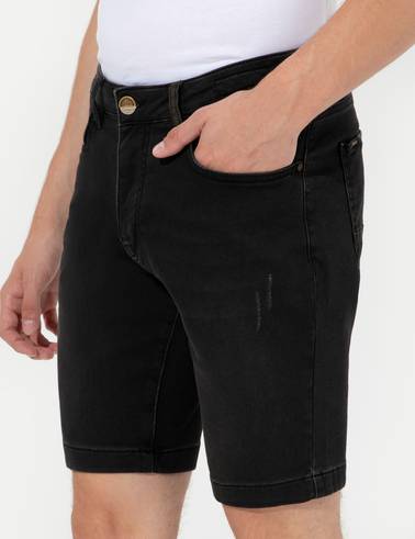 Antrasit Slim Fit Jean Şort