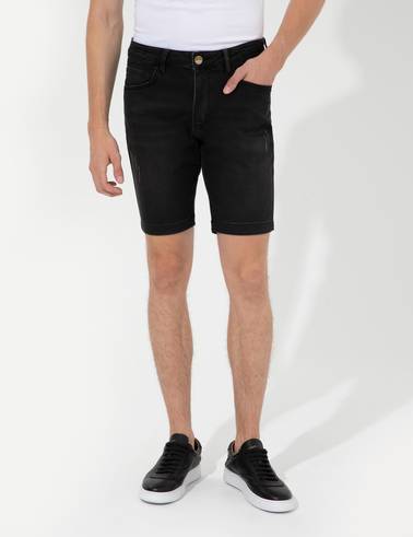 Antrasit Slim Fit Jean Şort