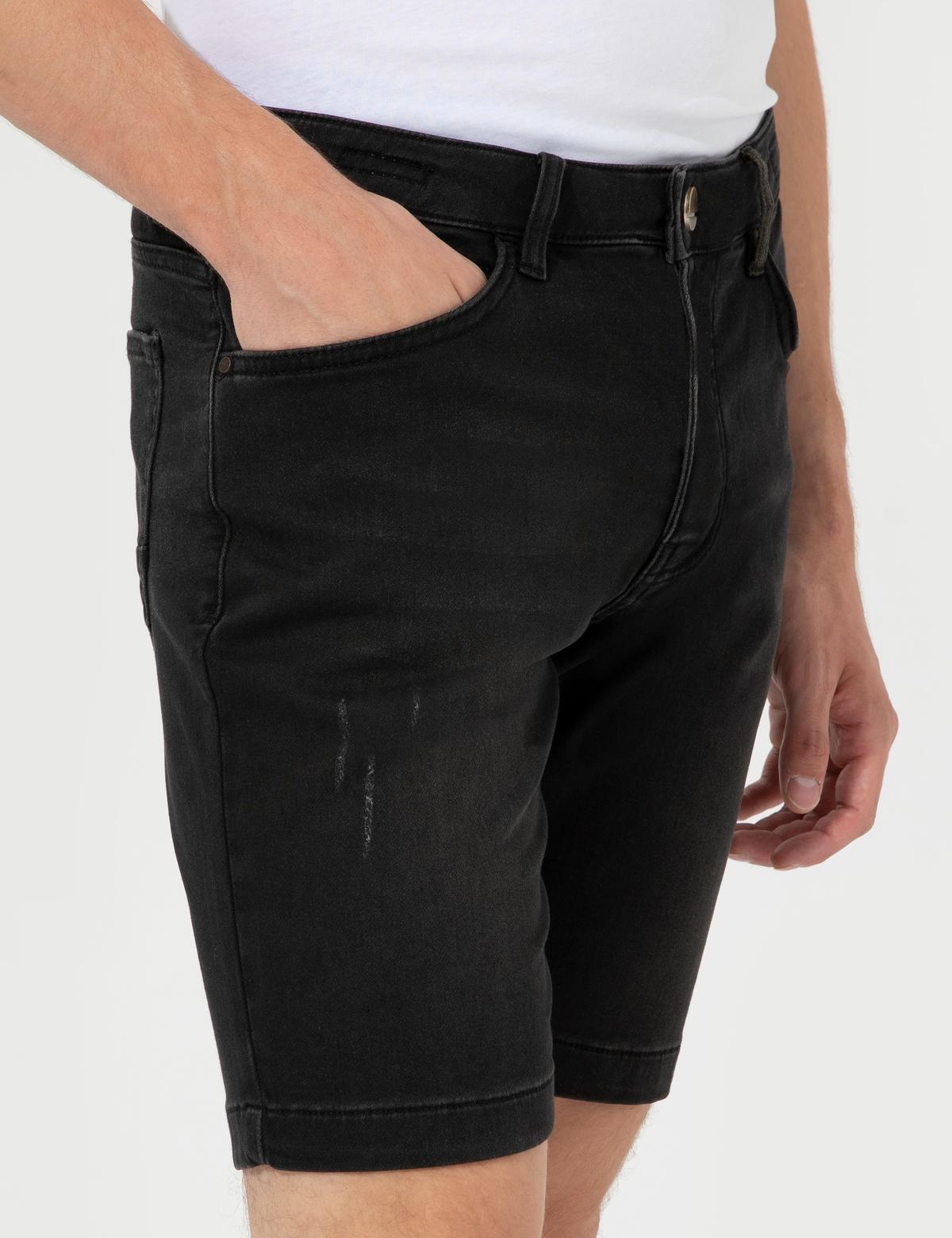 Antrasit Slim Fit Jean Şort - 50251524014