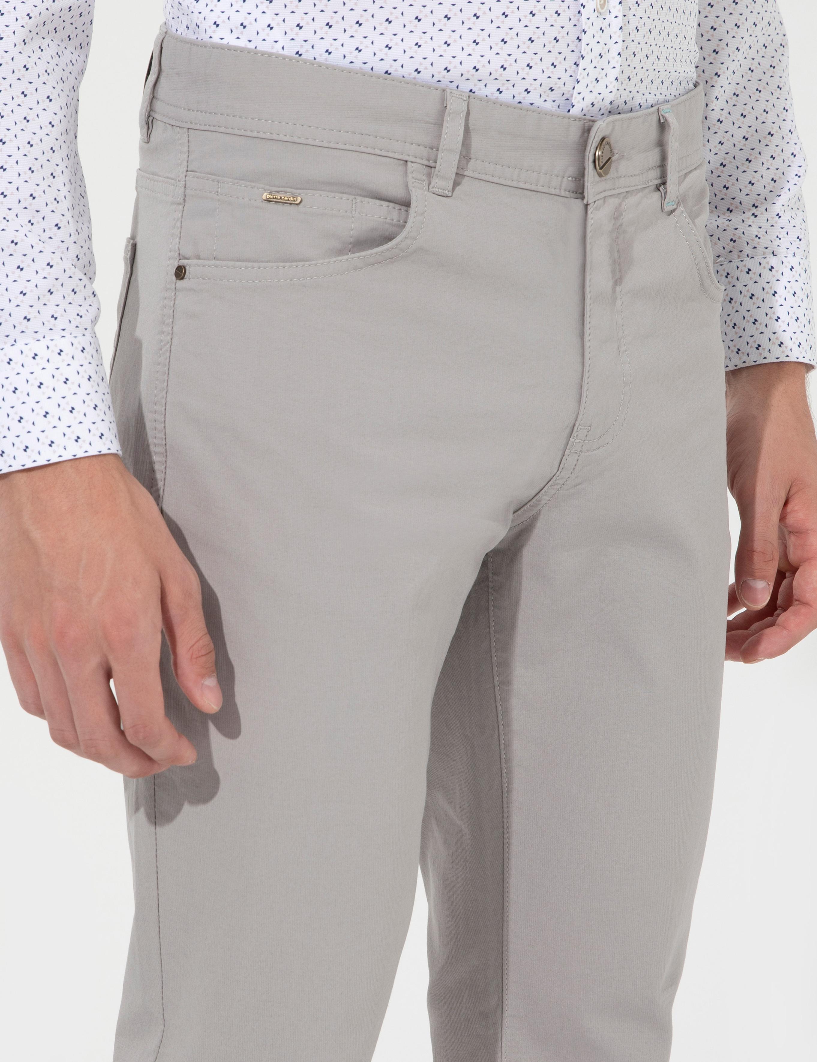 Açık Gri Slim Fit Kanvas Pantolon