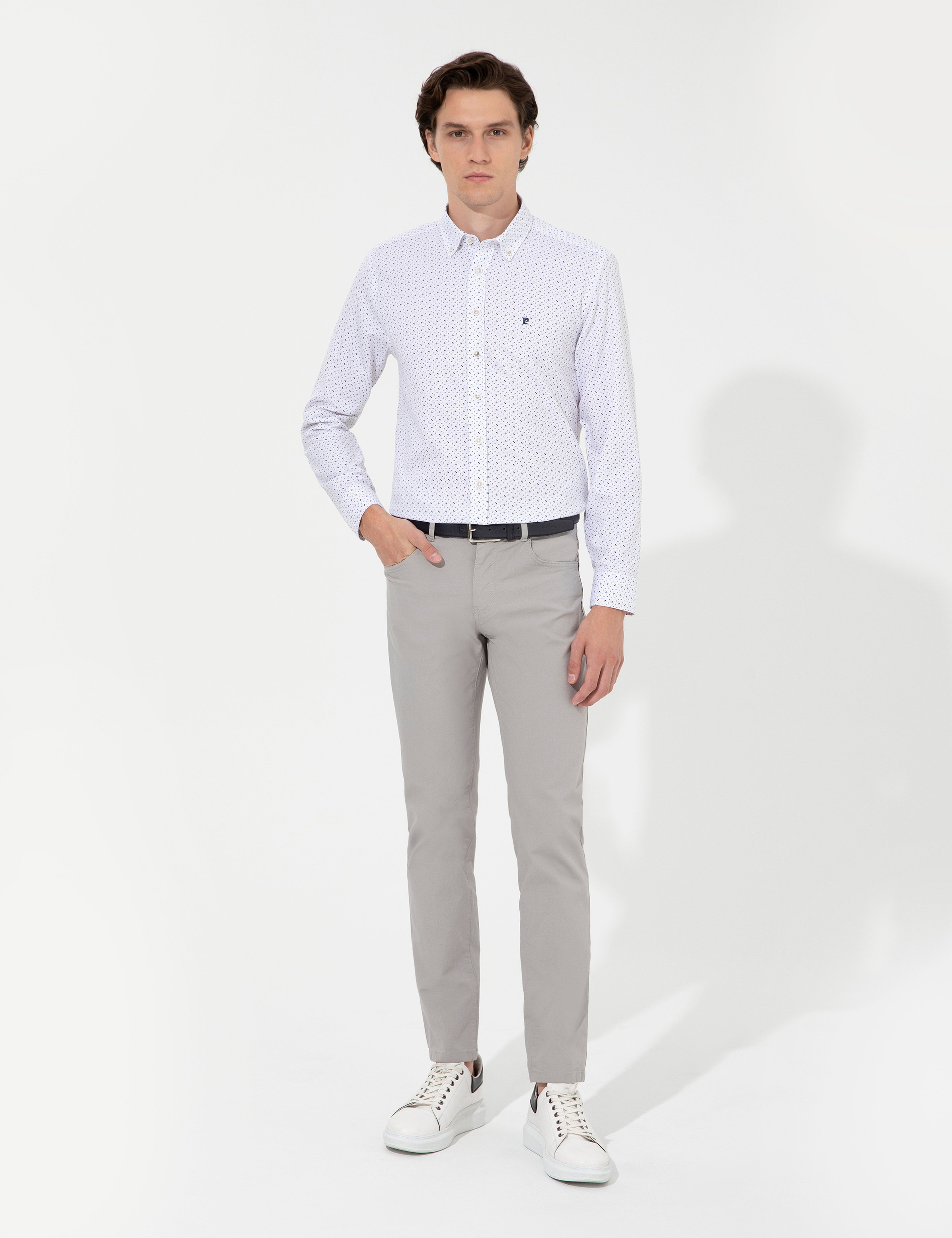 Açık Gri Slim Fit Kanvas Pantolon - Image 1