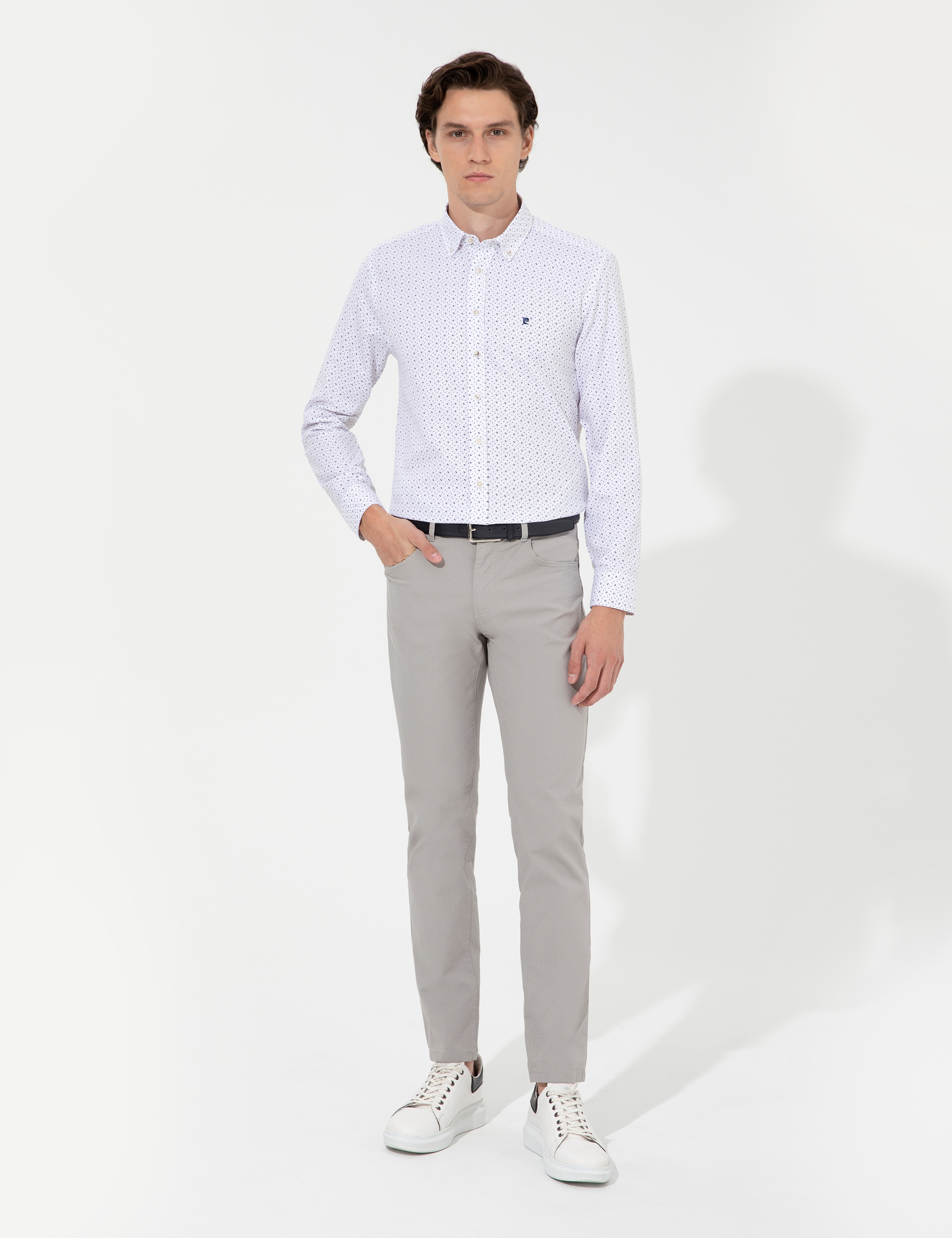 Açık Gri Slim Fit Kanvas Pantolon