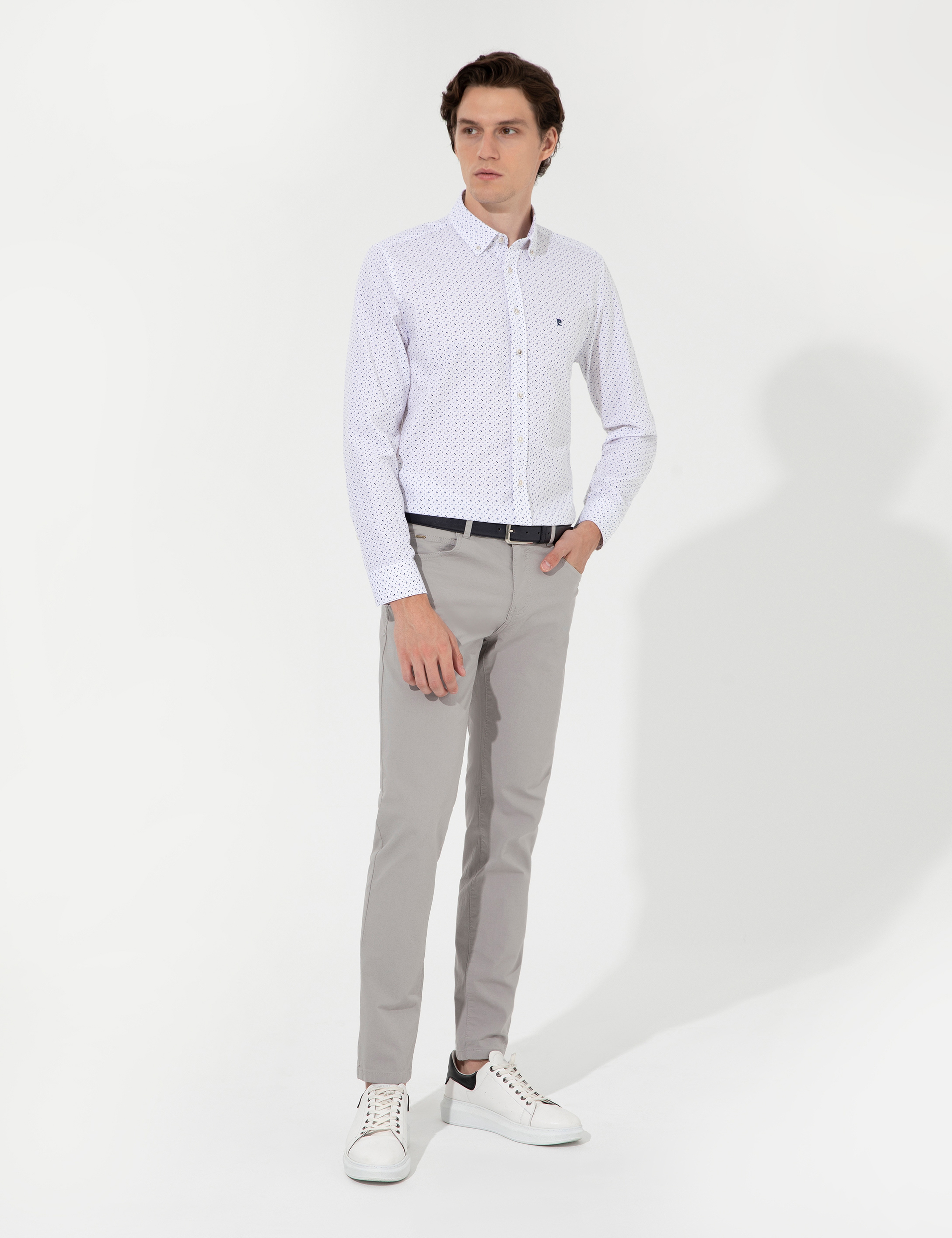 Açık Gri Slim Fit Kanvas Pantolon - Image 3