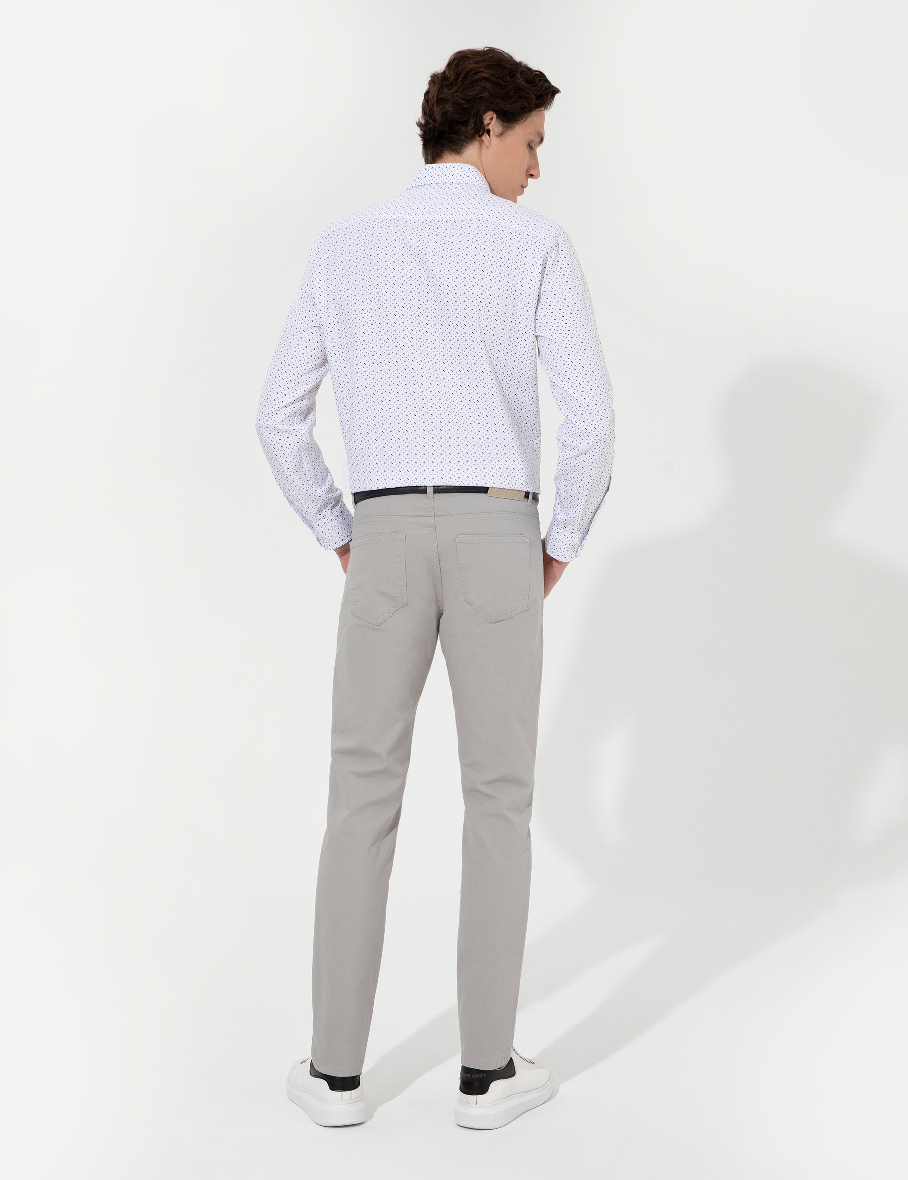 Açık Gri Slim Fit Kanvas Pantolon - Image 4