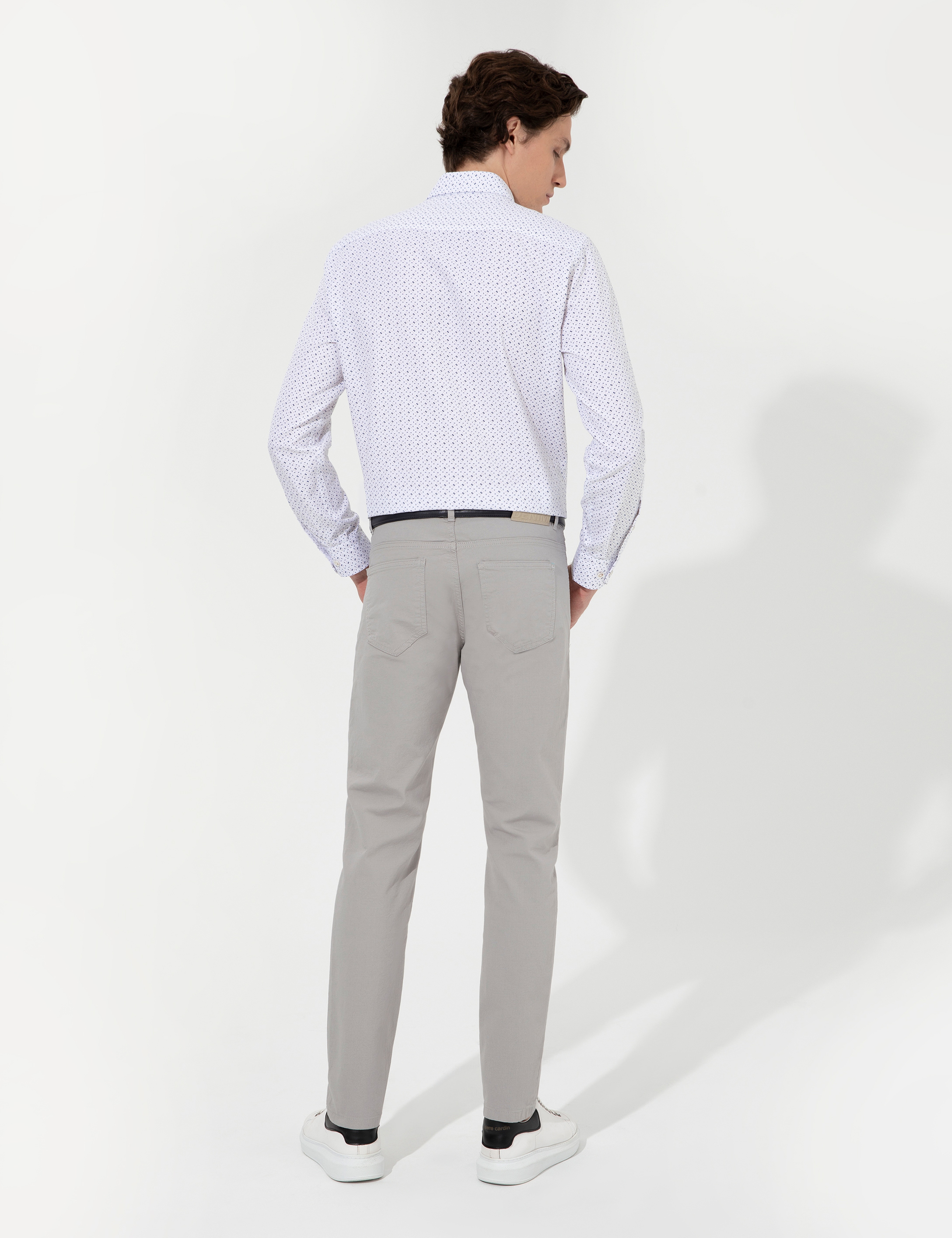 Açık Gri Slim Fit Kanvas Pantolon