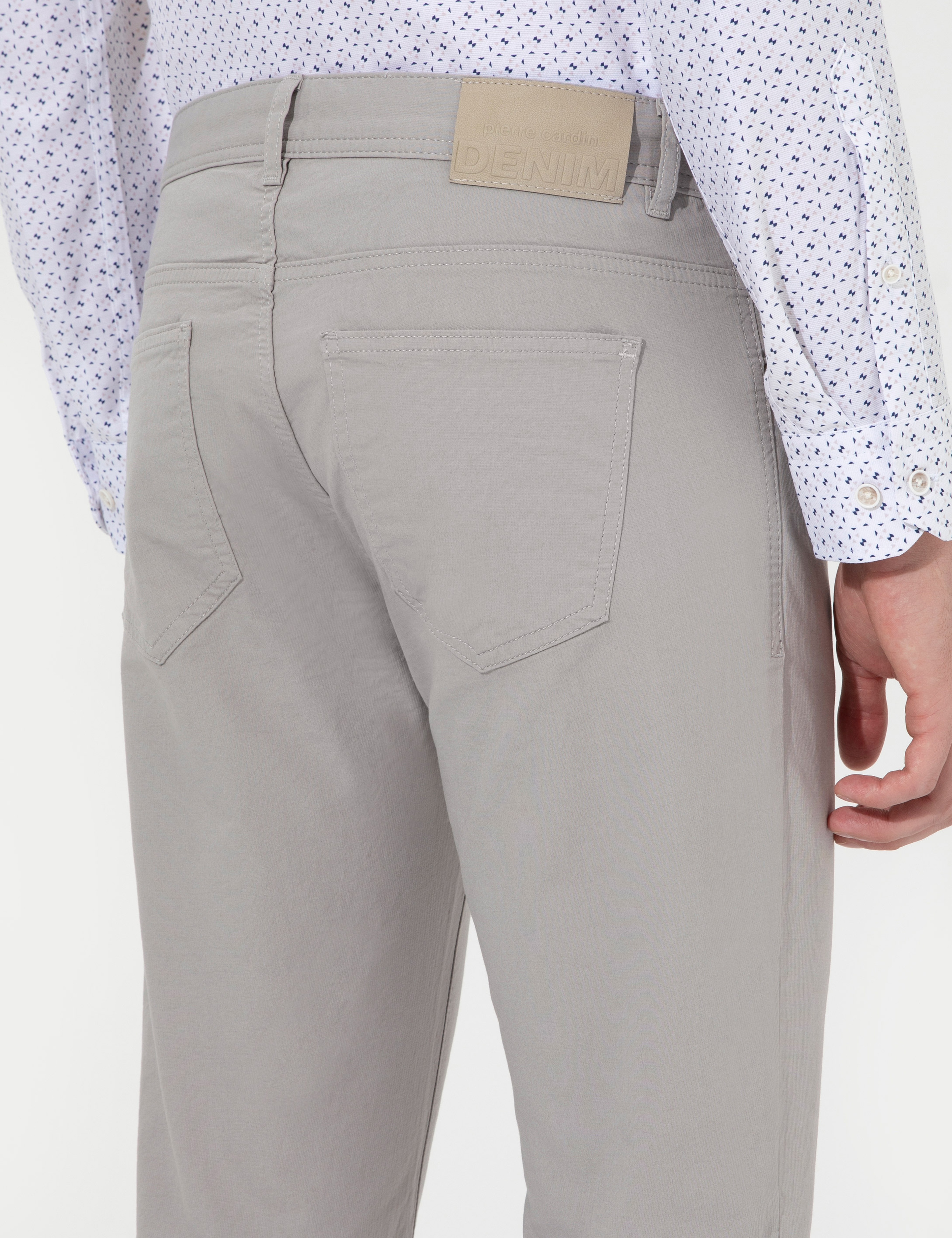 Açık Gri Slim Fit Kanvas Pantolon - Image 7