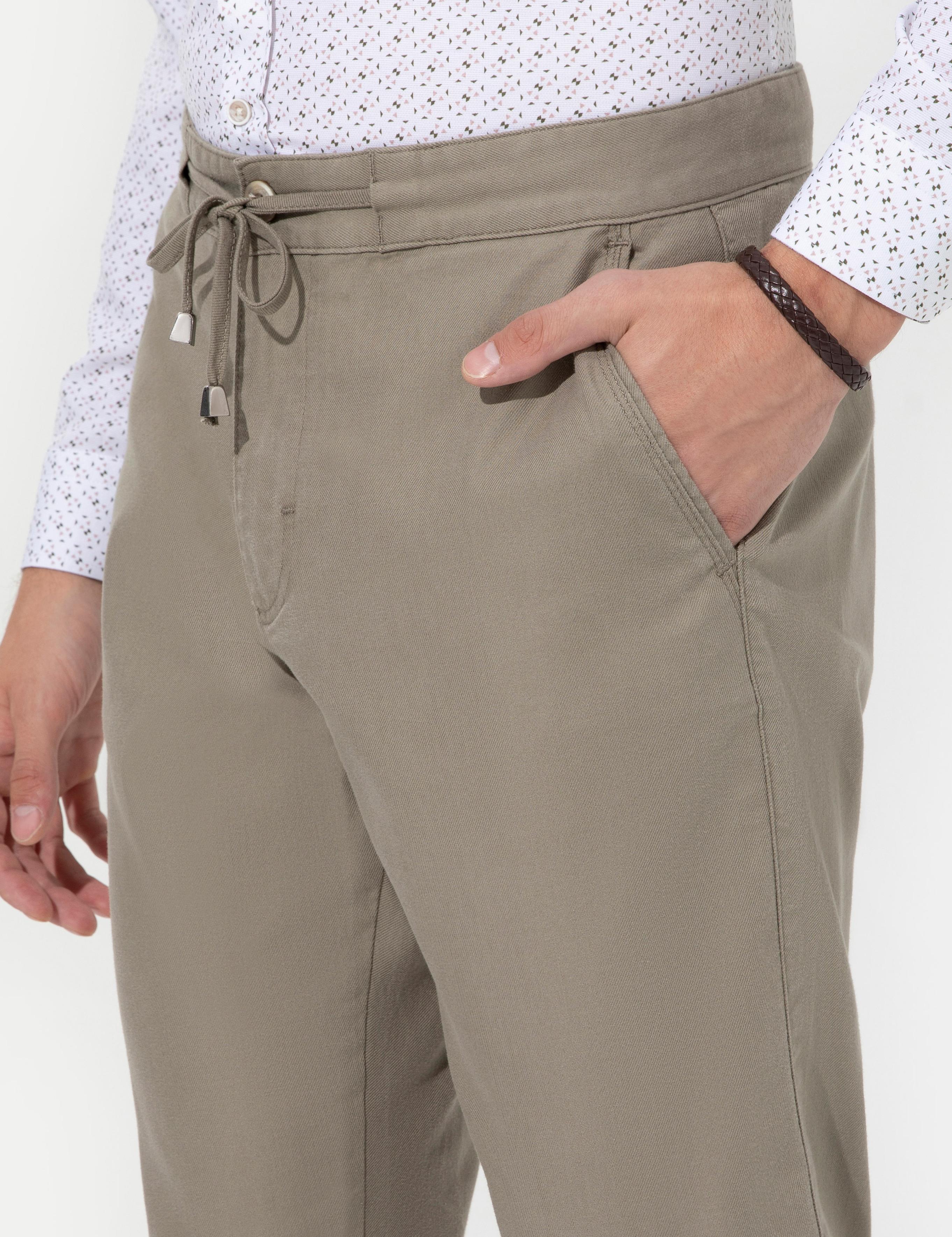 Haki Carrot Fit Kanvas Pantolon