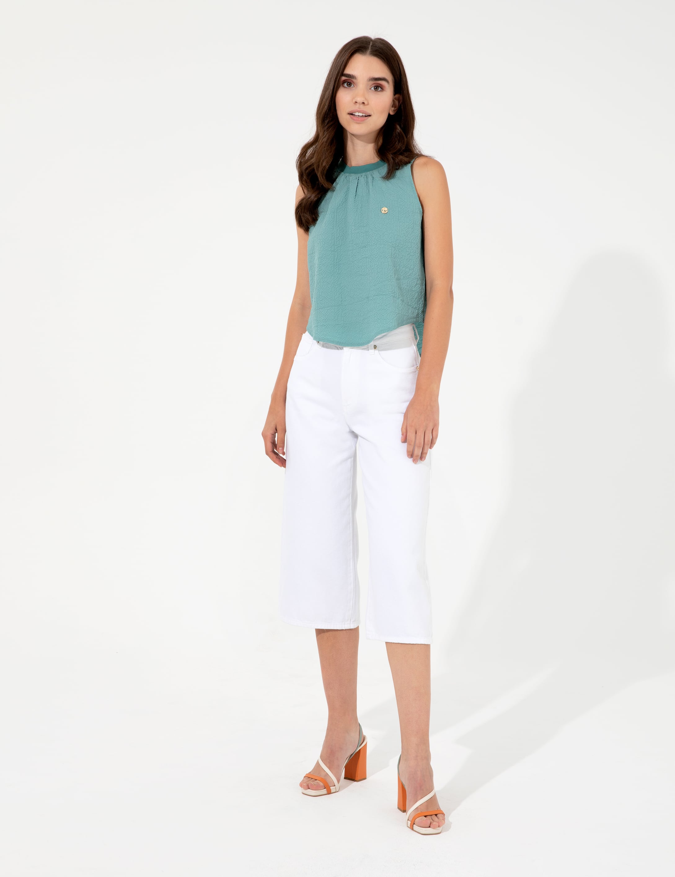 Pierre Cardin Koyu Mint Comfort Fit Kolsuz Bluz görsel 4