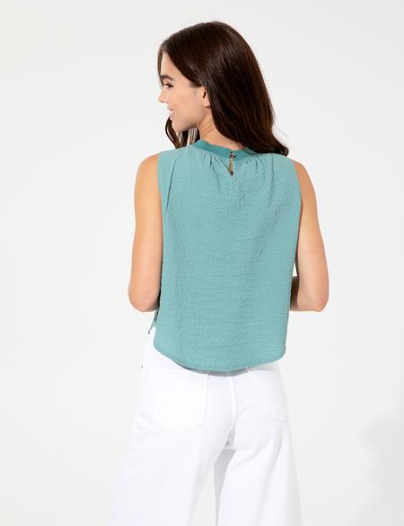 Koyu Mint Comfort Fit Kolsuz Bluz - 50252148004