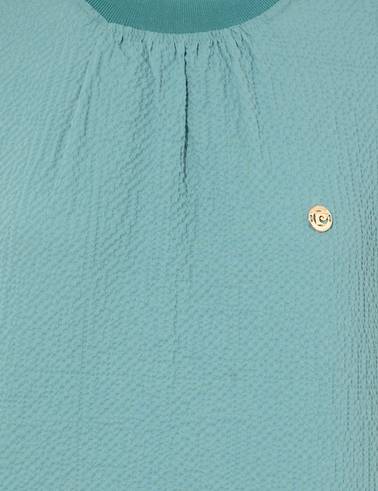 Koyu Mint Comfort Fit Kolsuz Bluz