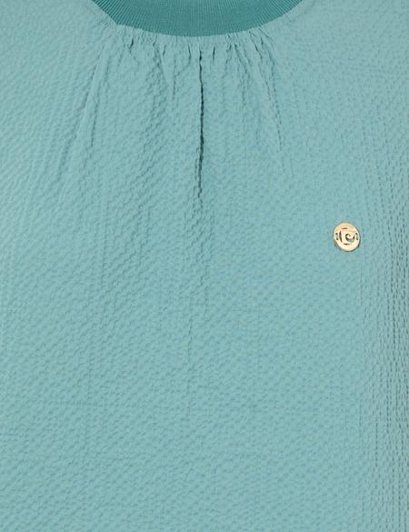 Koyu Mint Comfort Fit Kolsuz Bluz - 50252148004