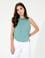 Koyu Mint Comfort Fit Kolsuz Bluz