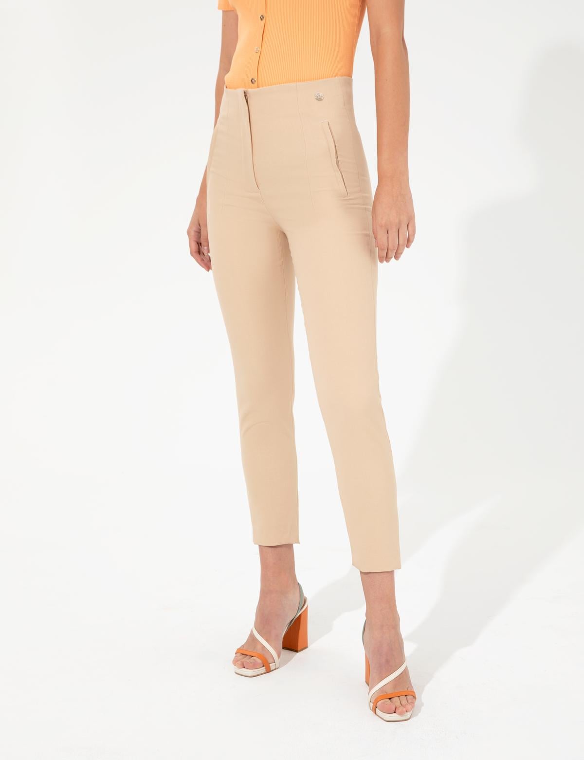 Ekru Carrot Fit Kumaş Pantolon - 50247474014