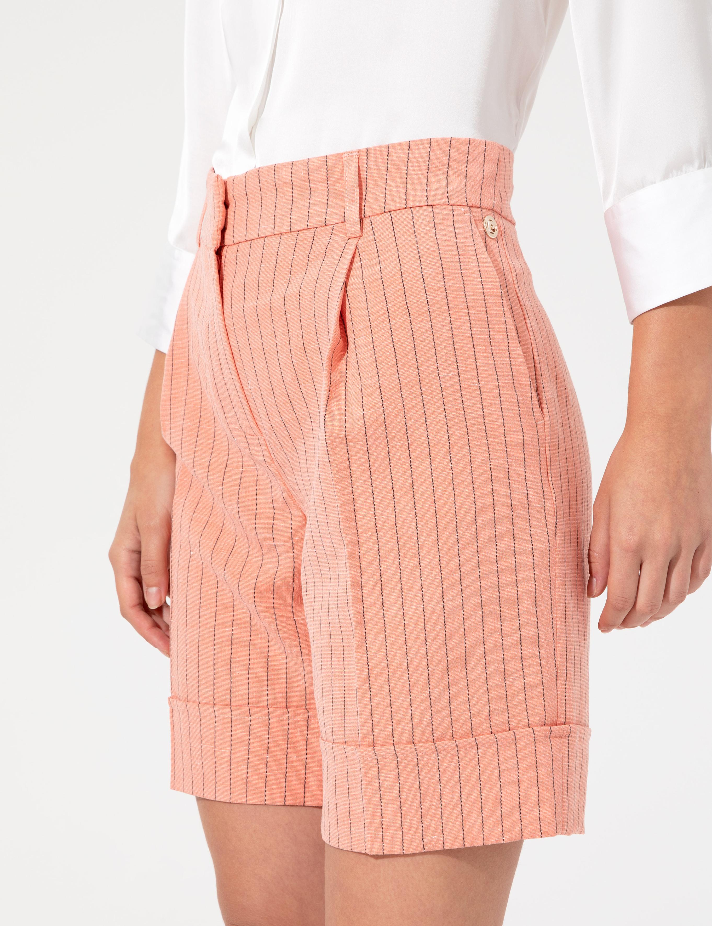 Turuncu Keten Karışımlı Şort